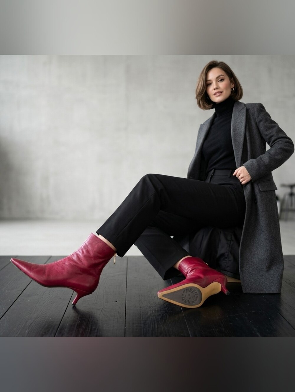 Women’s Pointed Toe Ankle Boots in Red